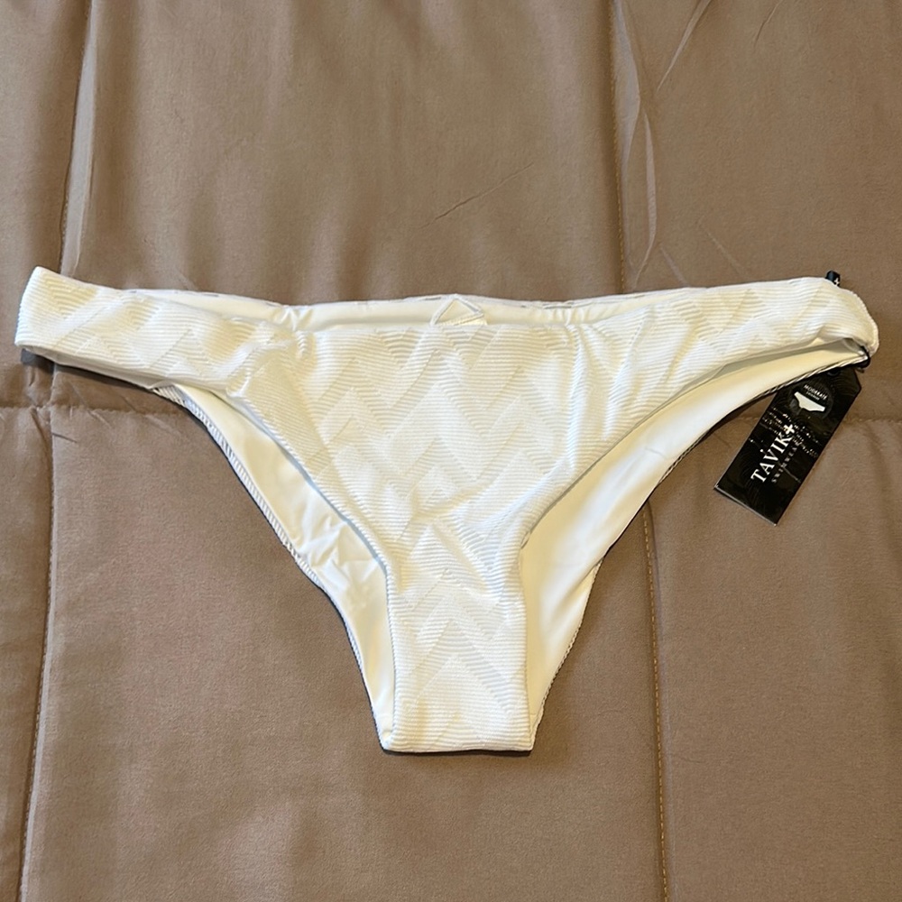 New Tavik White Chevron Bikini Bottom Size Large